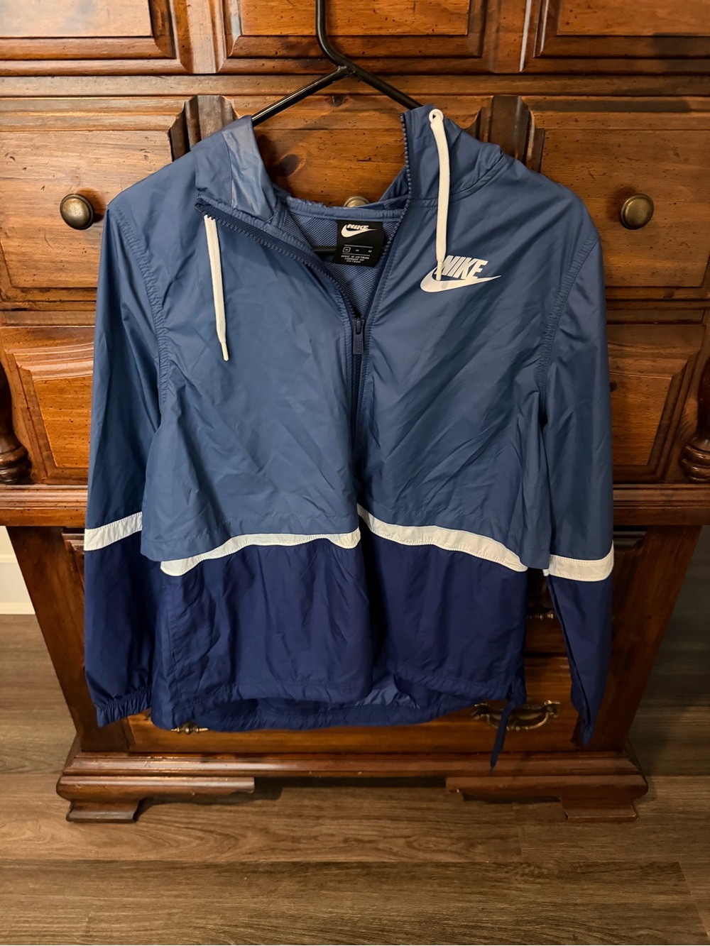 Nike Two-Tone Navy and Slate Blue Windbreaker with White Accents